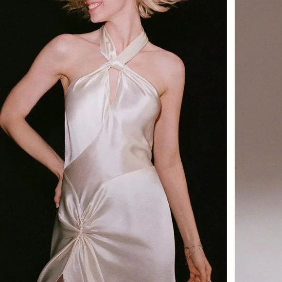 Ronny Kobo Samra Satin Twist-HalterColumn Gown NEW WITH TAGS, NEVER WORN
